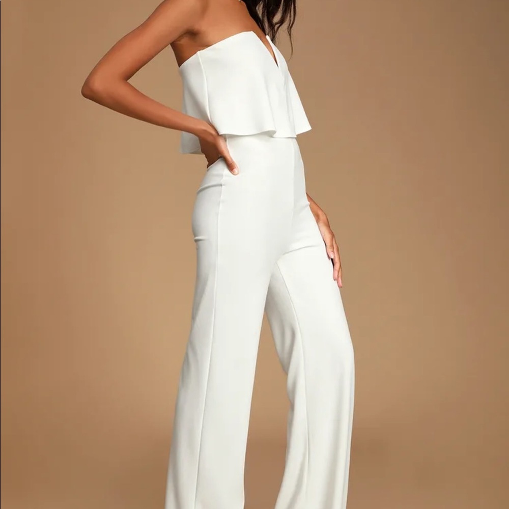 White wide leg jumpsuit